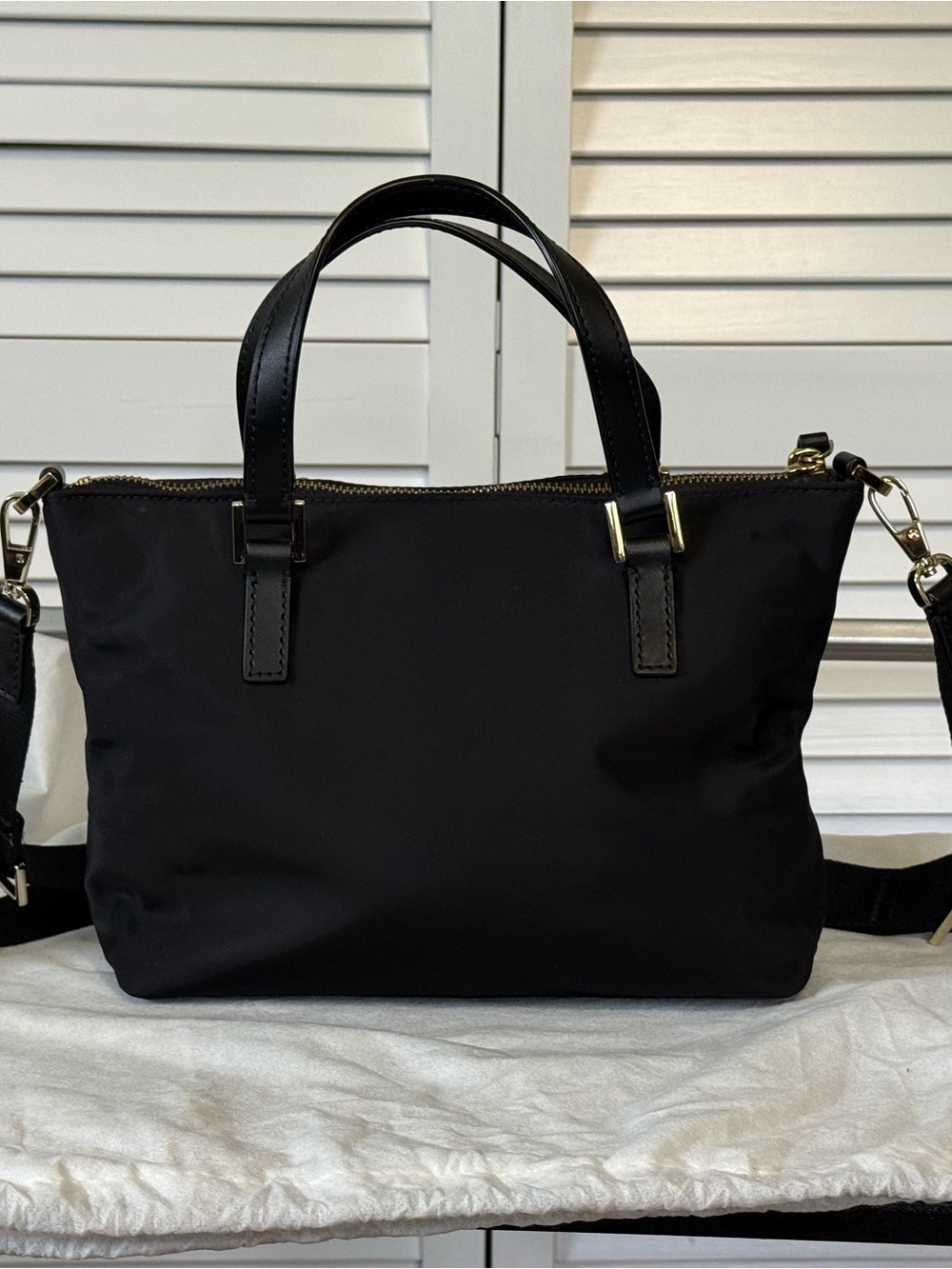 Kate Spade New York Black Nylon Satchel Crossbody Purse - Picture 2 of 10